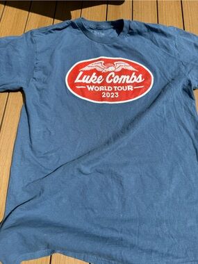 Soft Blue 'Luke Combs World Tour 2023' Graphic Tee. New. Unisex Size Medium.